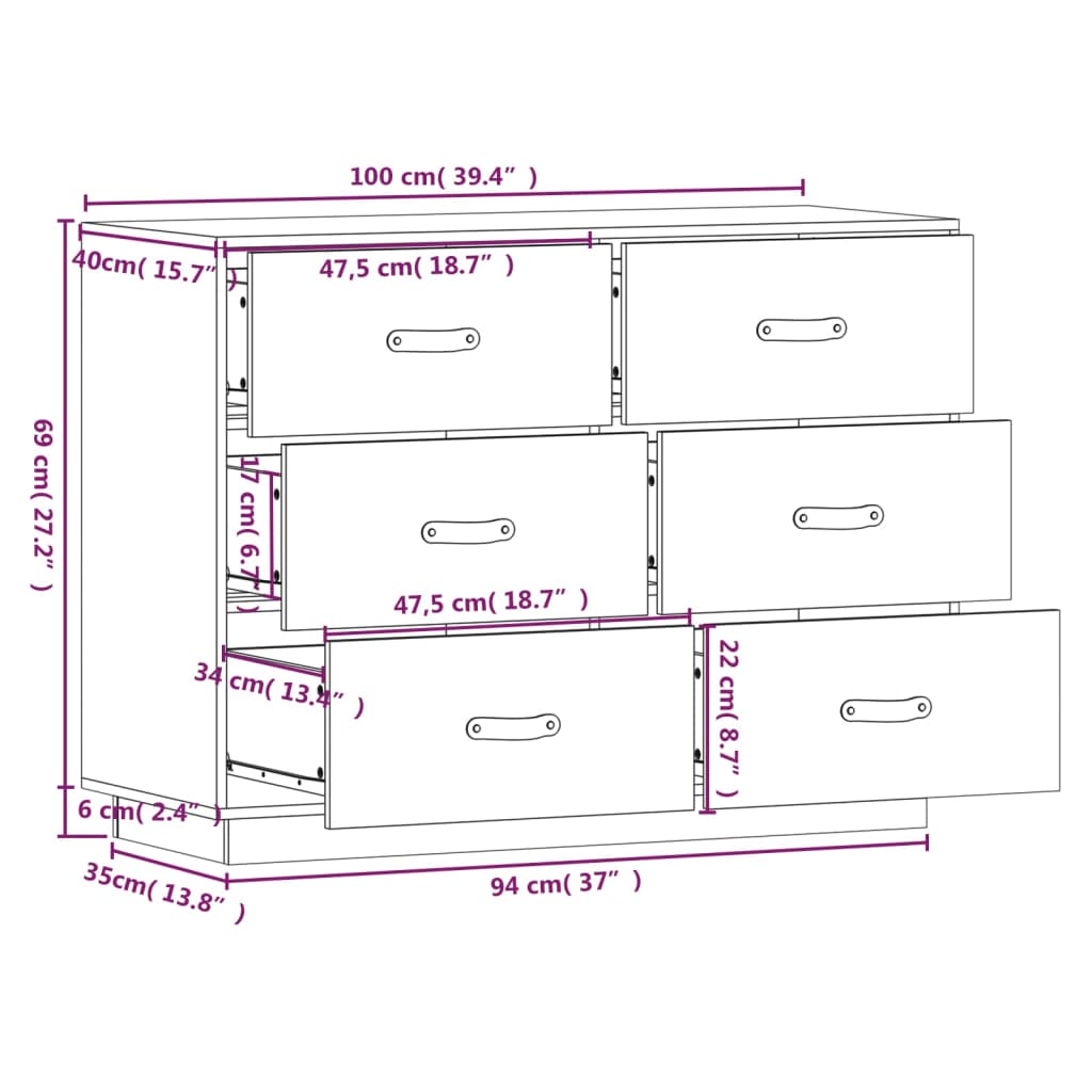 vidaXL Komoda medovo-hnedá 100x40x75 cm masívne borovicové drevo