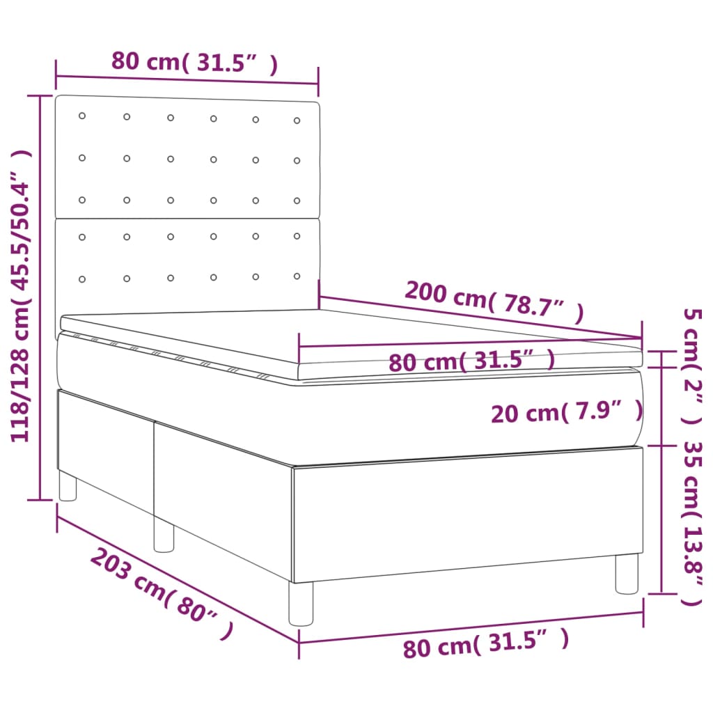 vidaXL Boxspring posteľ s matracom kapučínová 80x200 cm umelá koža