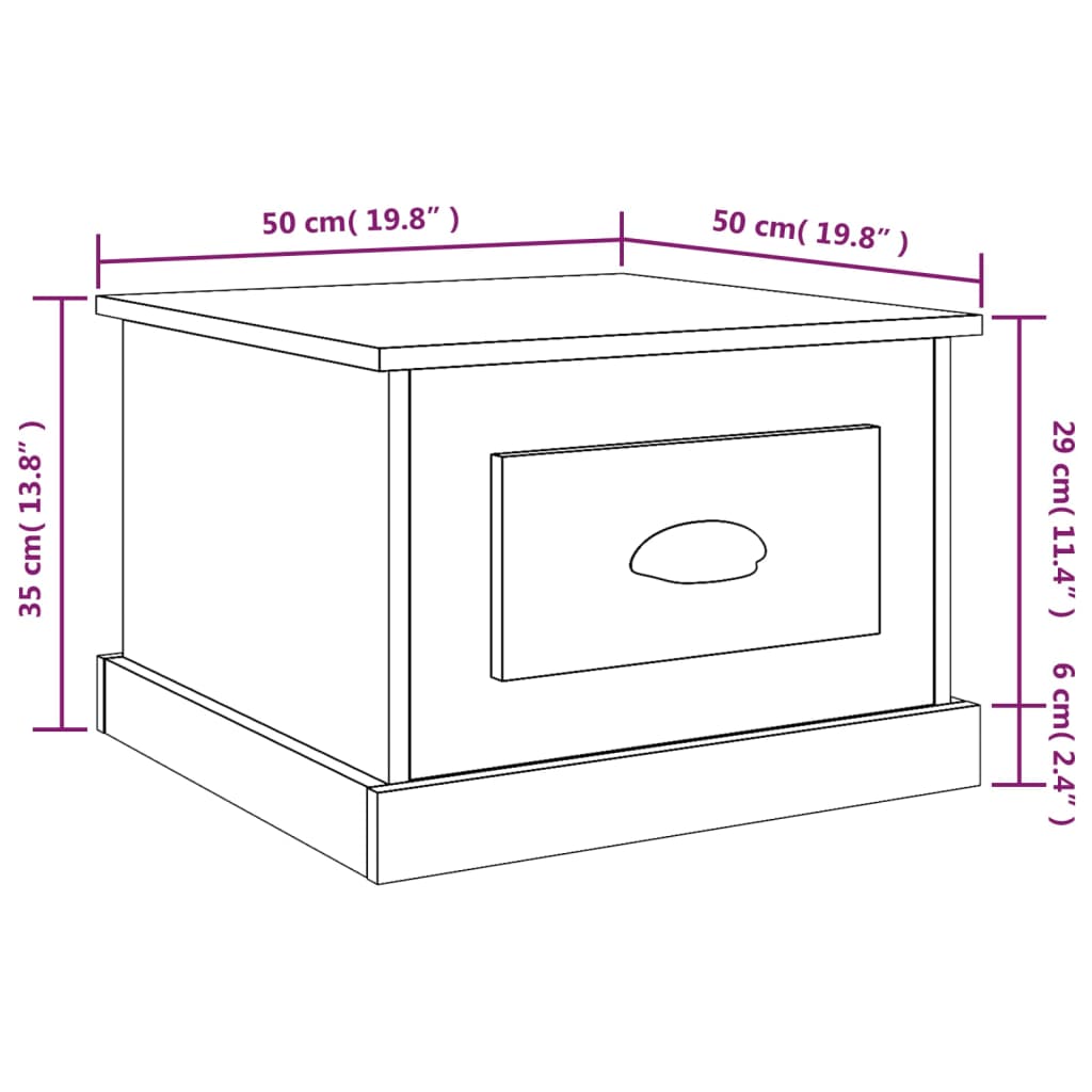 vidaXL Konferenčný stolík Hnedý dub 50x50x35 cm spracované drevo