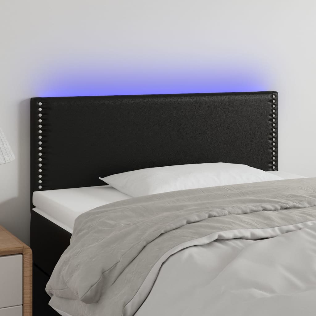 vidaXL Čelo postele s LED čierne 100x5x78/88 cm umelá koža