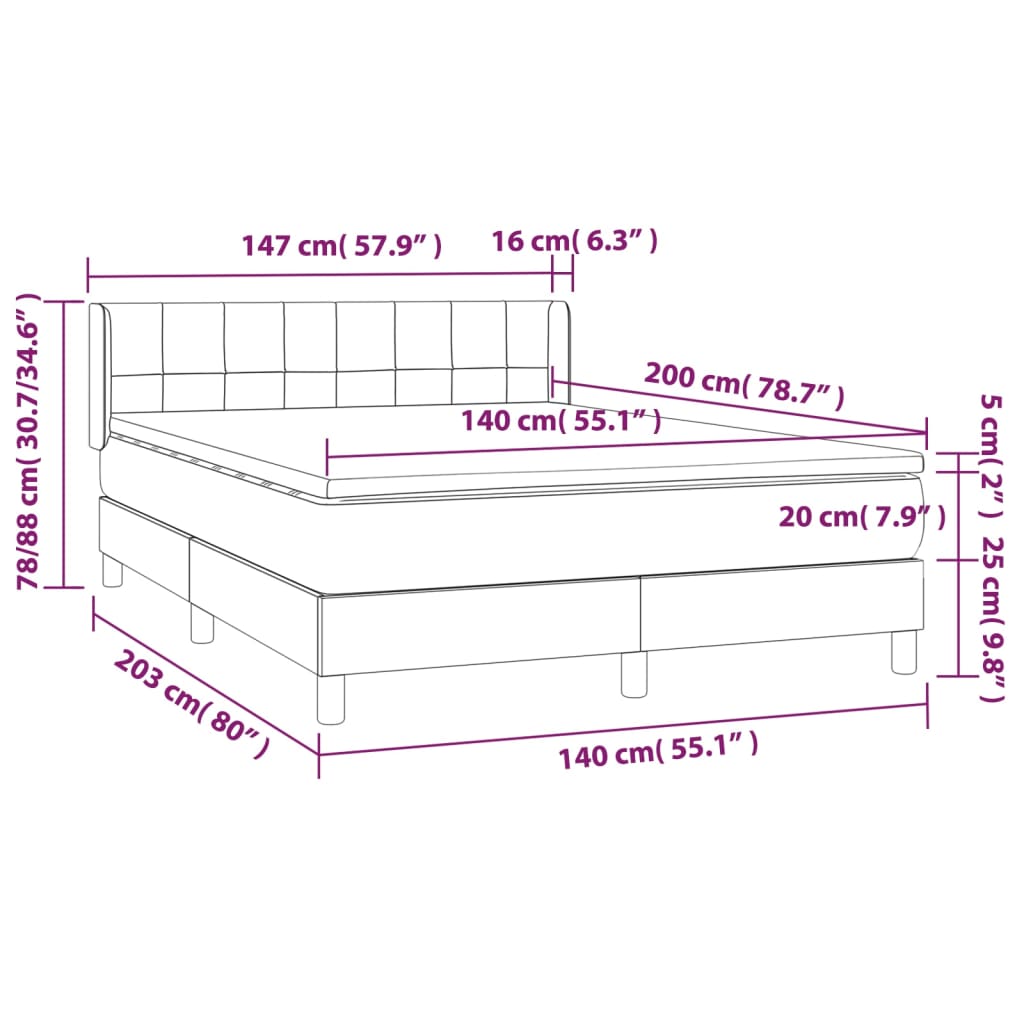 vidaXL Boxspring posteľ s matracom bledosivá 140x200 cm látka