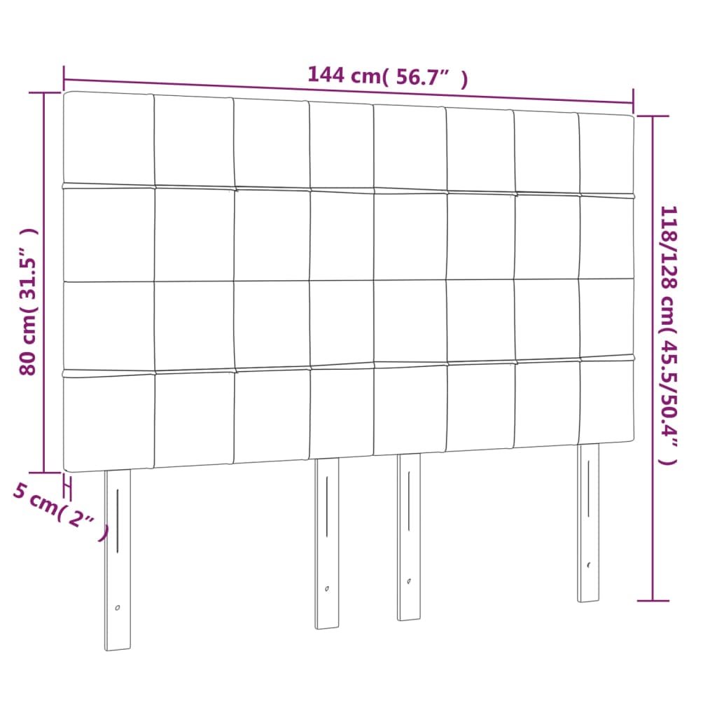 vidaXL Čelo postele s LED čierne 144x5x118/128 cm zamat