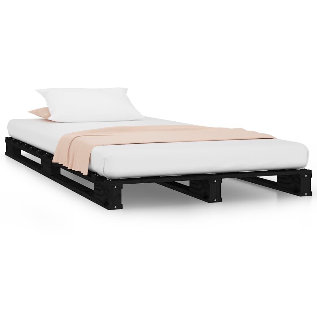 vidaXL Paletová posteľ, čierna 75x190cm, borovica malé jednolôžko
