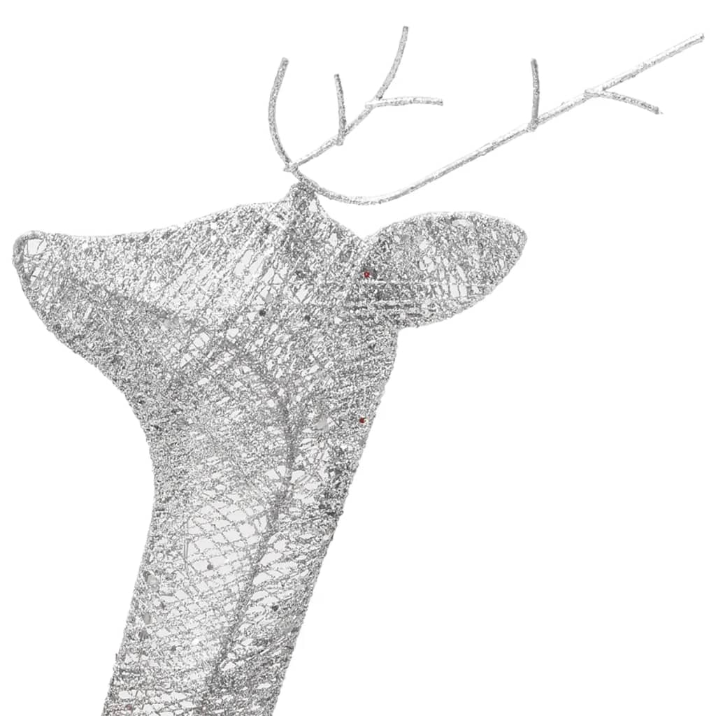 vidaXL Vianočné soby 6 ks strieborné studené biele sieťovina