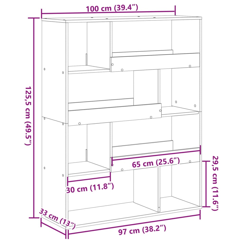 vidaXL Deliaca stena biela 100x33x125,5 cm kompozitné drevo