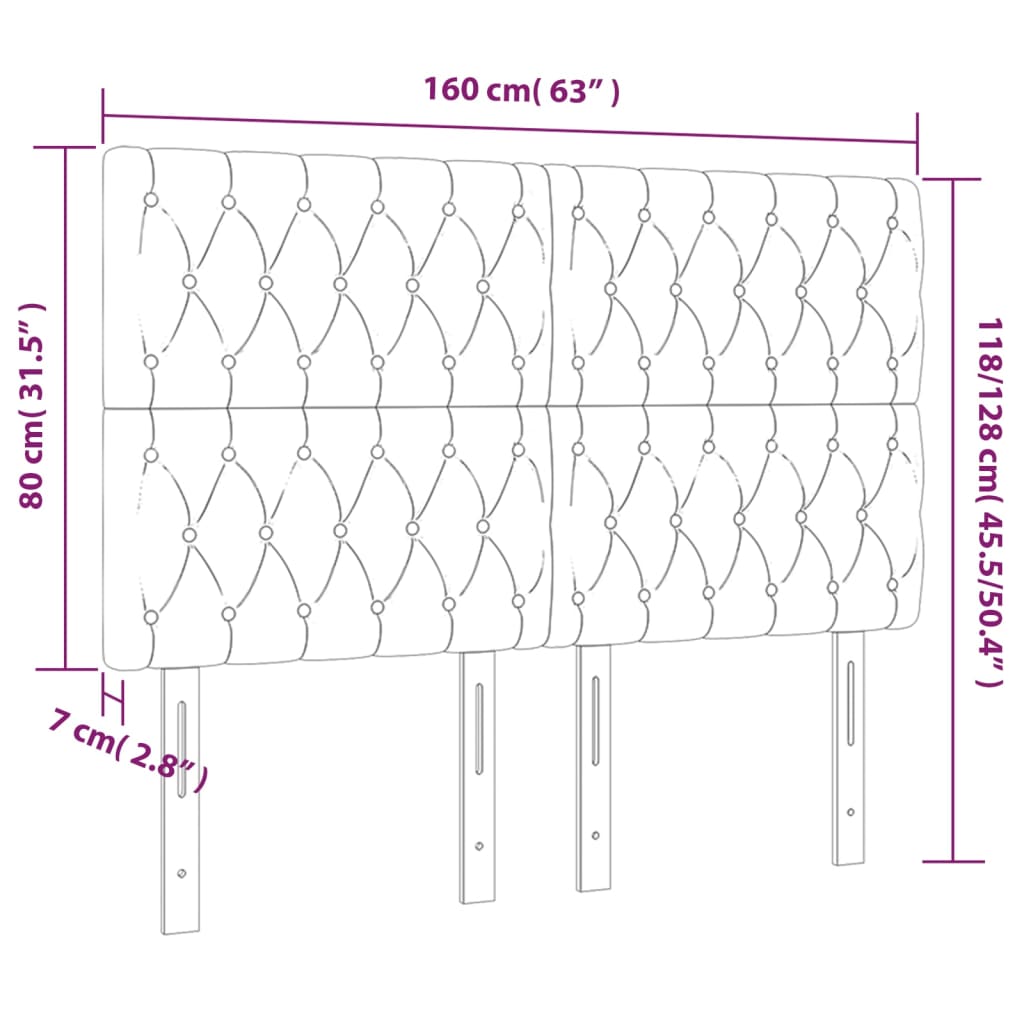 vidaXL Čelo postele s LED čierne 160x7x118/128 cm látka