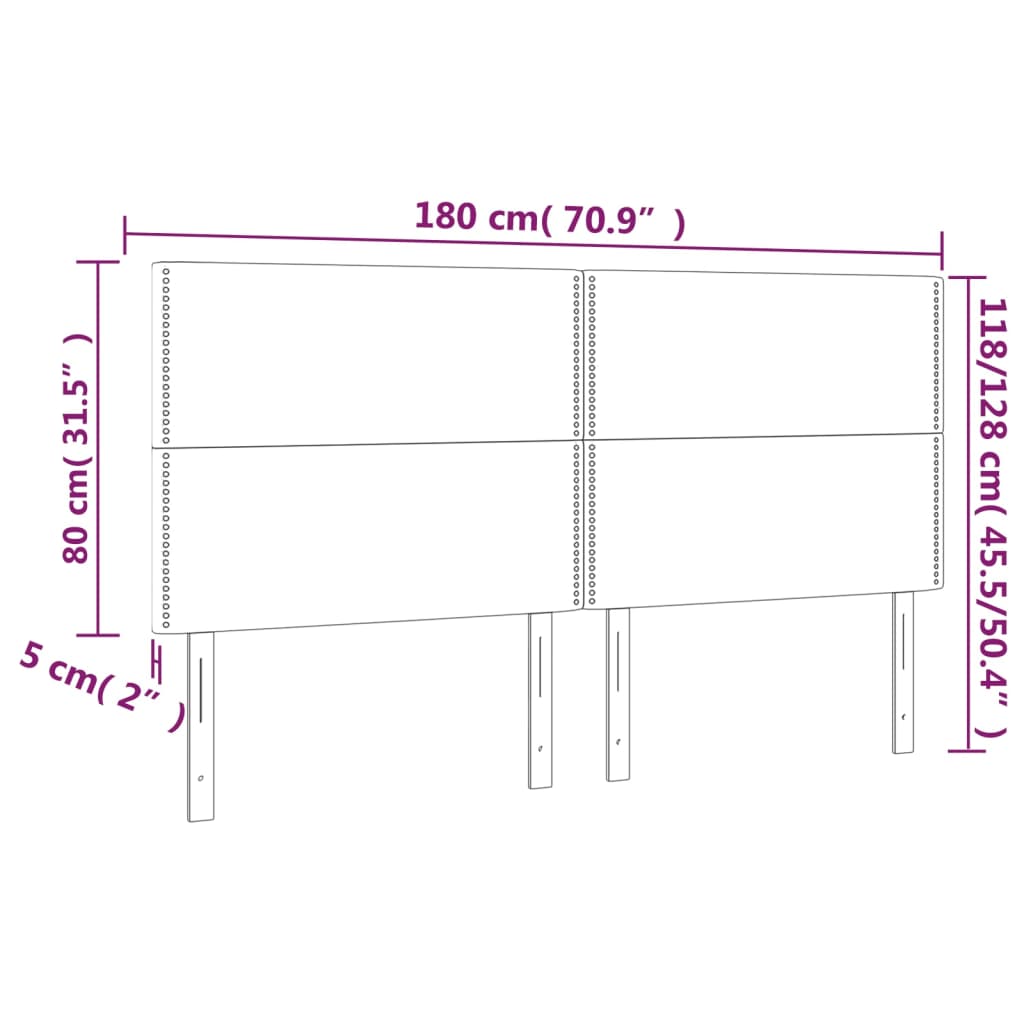 vidaXL Čelo postele s LED čierne 180x5x118/128 cm zamat