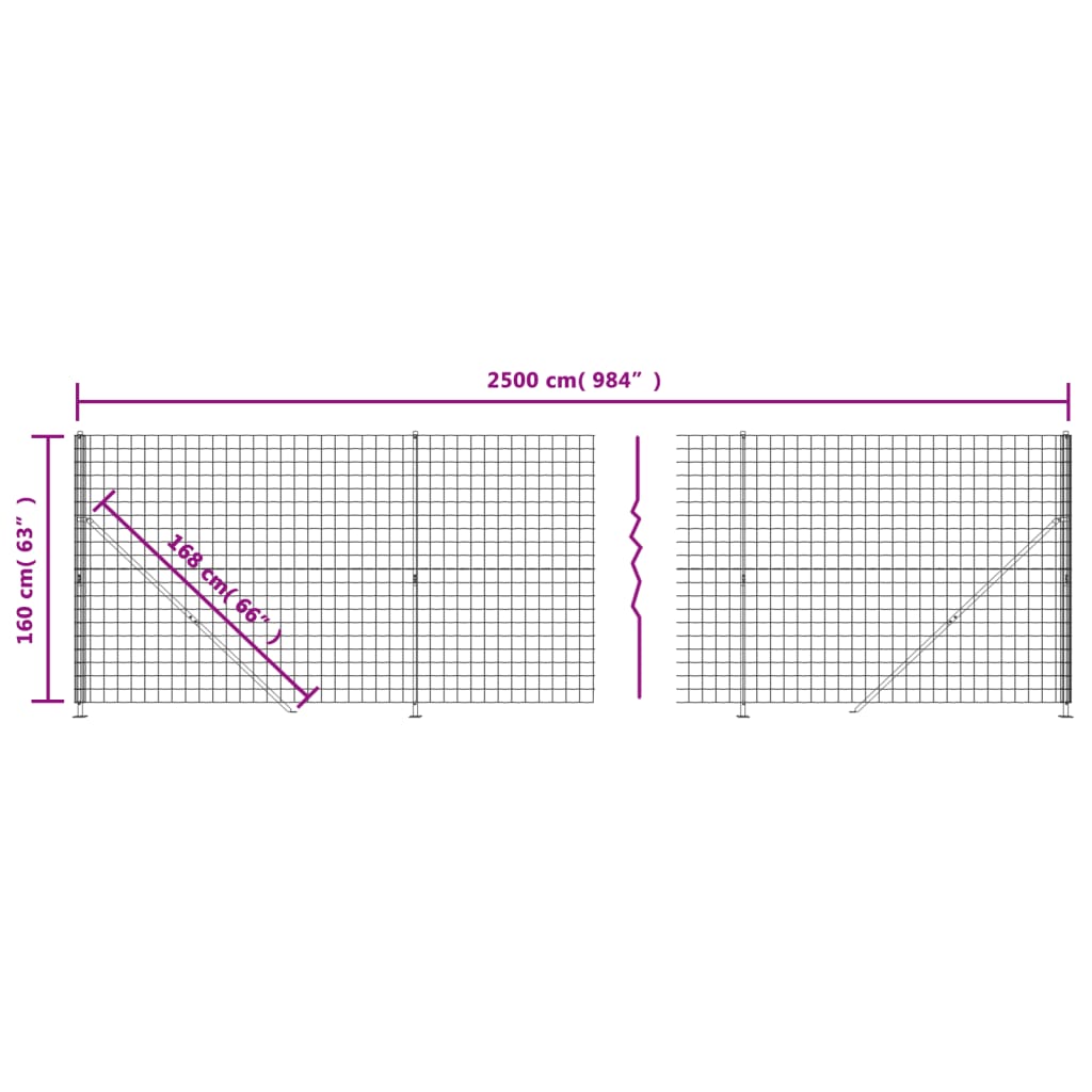 vidaXL Drôtený plot s prírubou antracitový 1,6x25 m