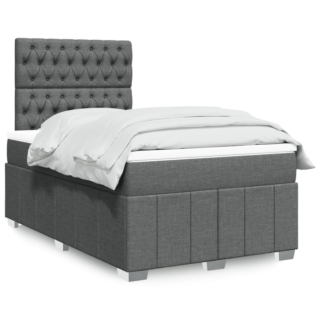 vidaXL Boxspring posteľ s matracom, tmavosivá 120x190 cm, látka