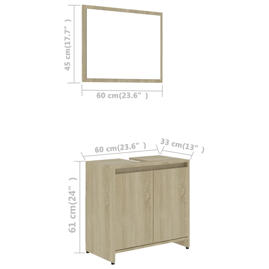 vidaXL 4-dielna sada kúpeľňového nábytku, dub sonoma, kompozitné drevo