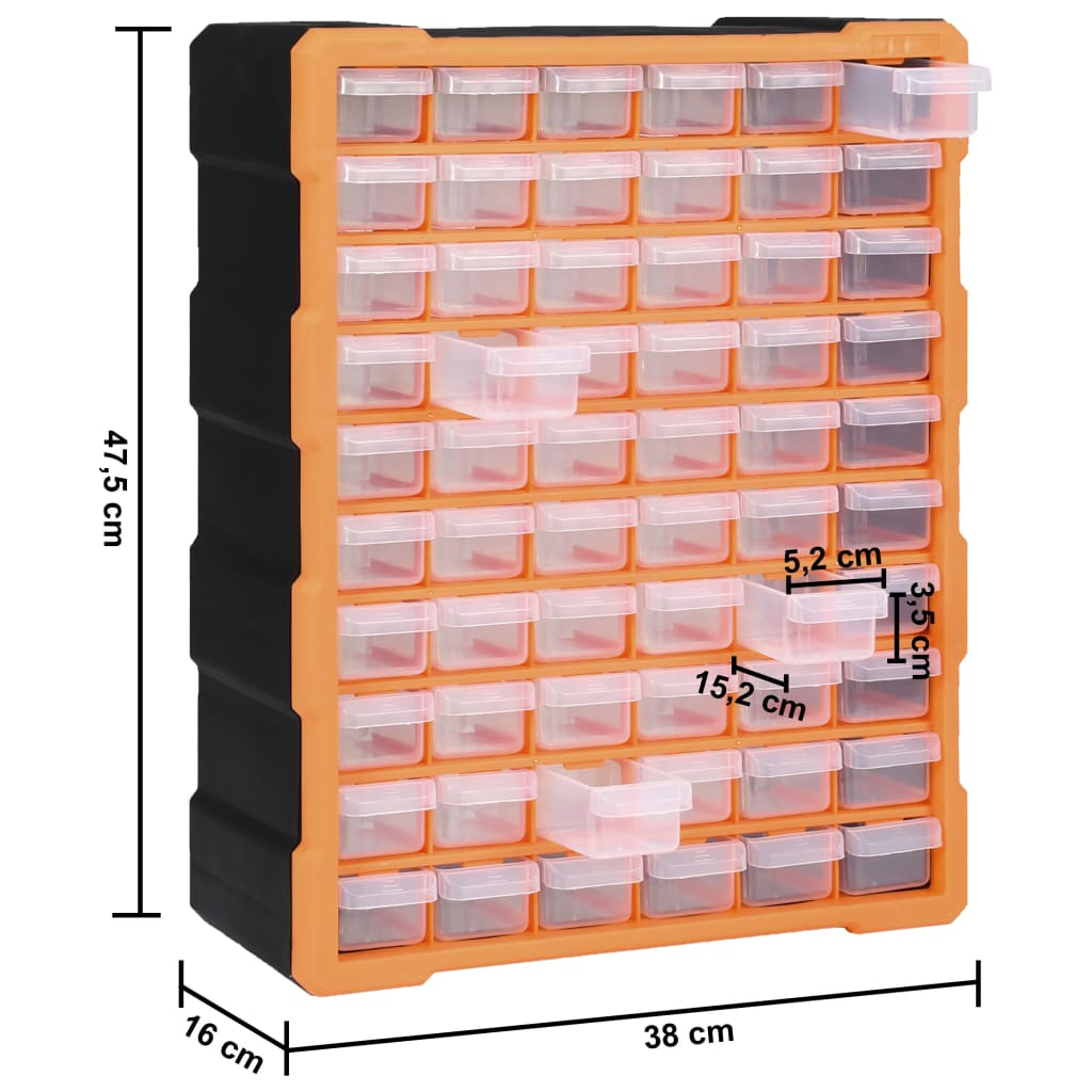 vidaXL Organizér so 60 zásuvkami 38x16x47,5 cm