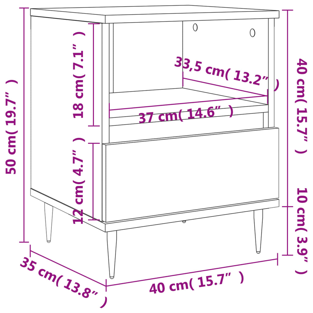 vidaXL Nočné stolíky 2 ks lesklé biele 40x35x50 cm kompozitné drevo