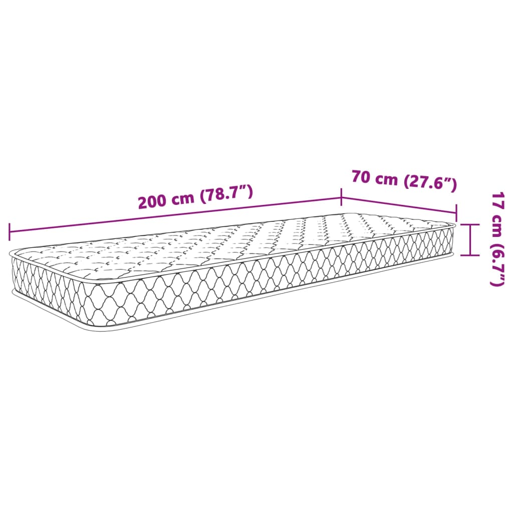 vidaXL Matrac s pamäťovou penou, biely 70x200x17 cm