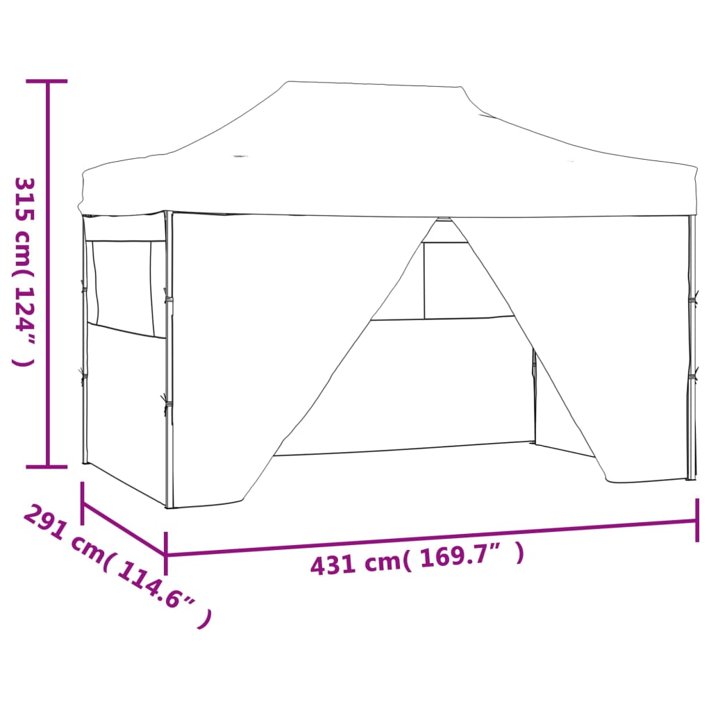 vidaXL Skladací záhradný stan so 4 bočnými stenami 3x4,5m krémovobiely