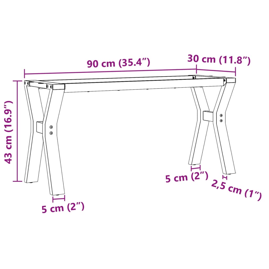 vidaXL Nohy konferenčného stolíka Y-rám 90x30x43 cm liatina