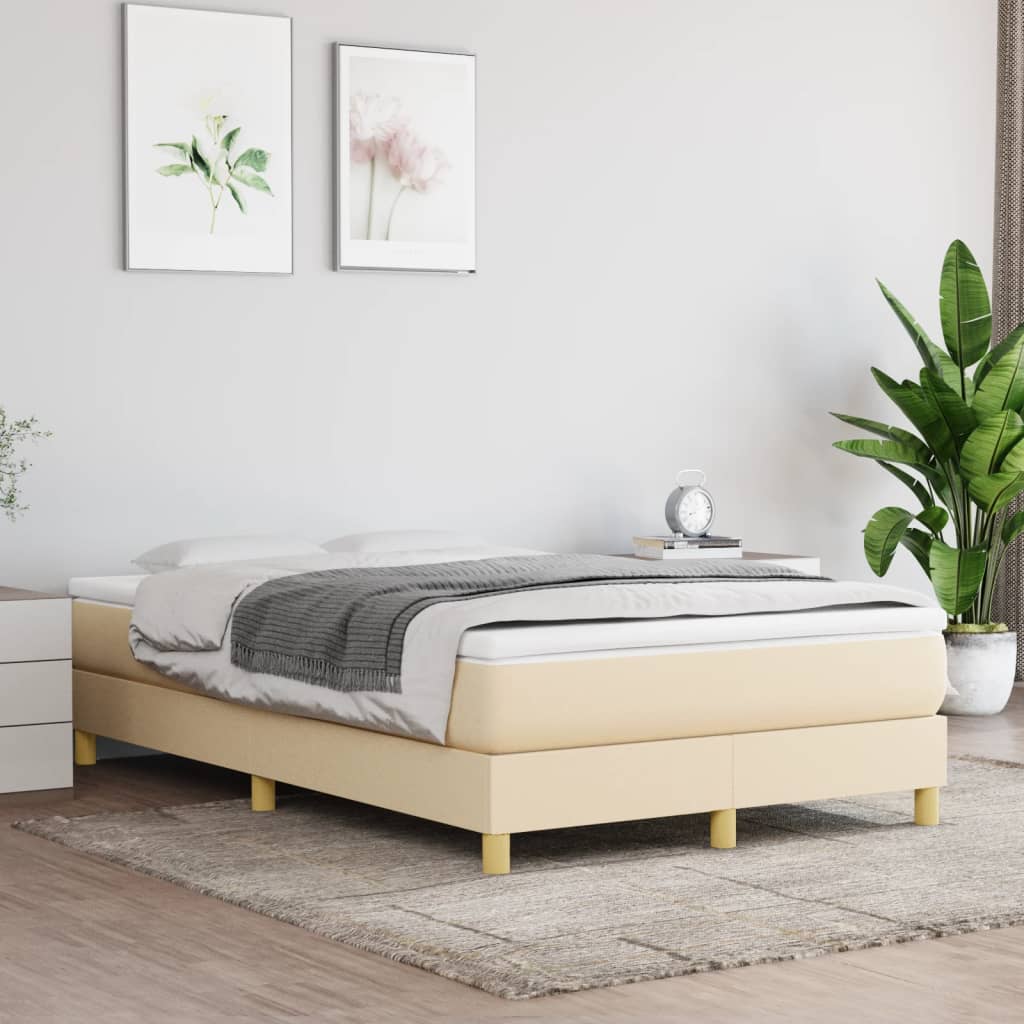 vidaXL Boxspring posteľ s matracom krémový 120x200 cm látka