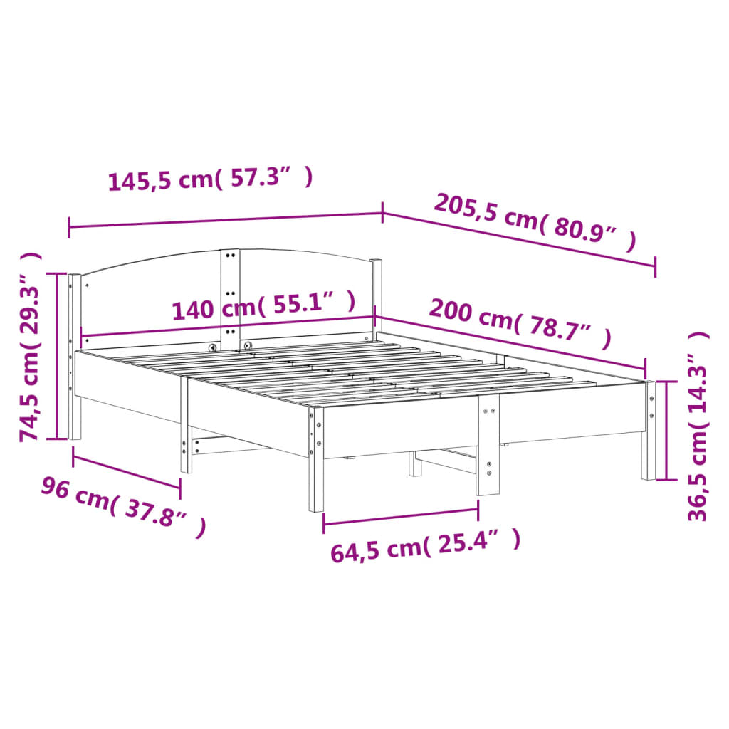 vidaXL Posteľ s matracom voskovo hnedá 140x200 cm masívna borovica