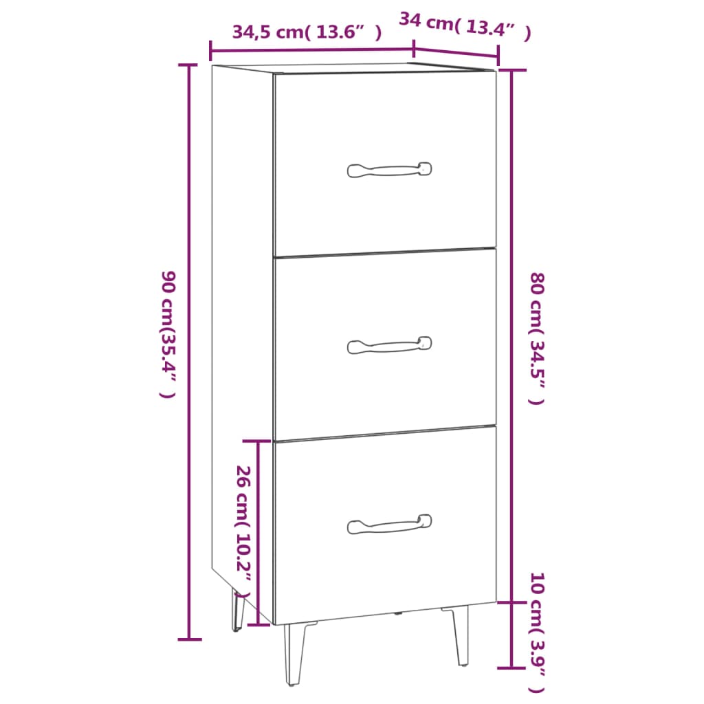 vidaXL Komoda betónovo sivá 34,5x34x90 cm spracované drevo