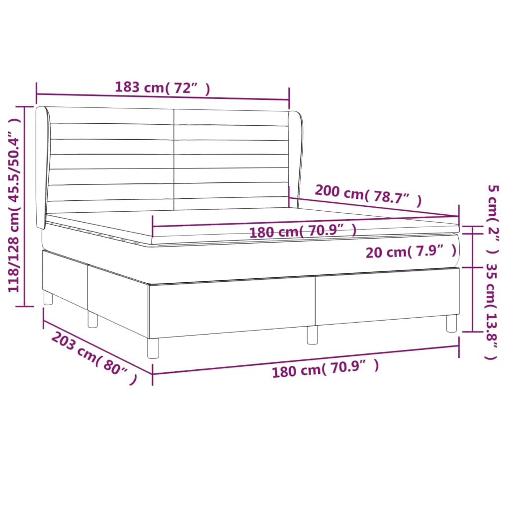 vidaXL Posteľný rám boxsping s matracom bledosivý 180x200 cm zamat