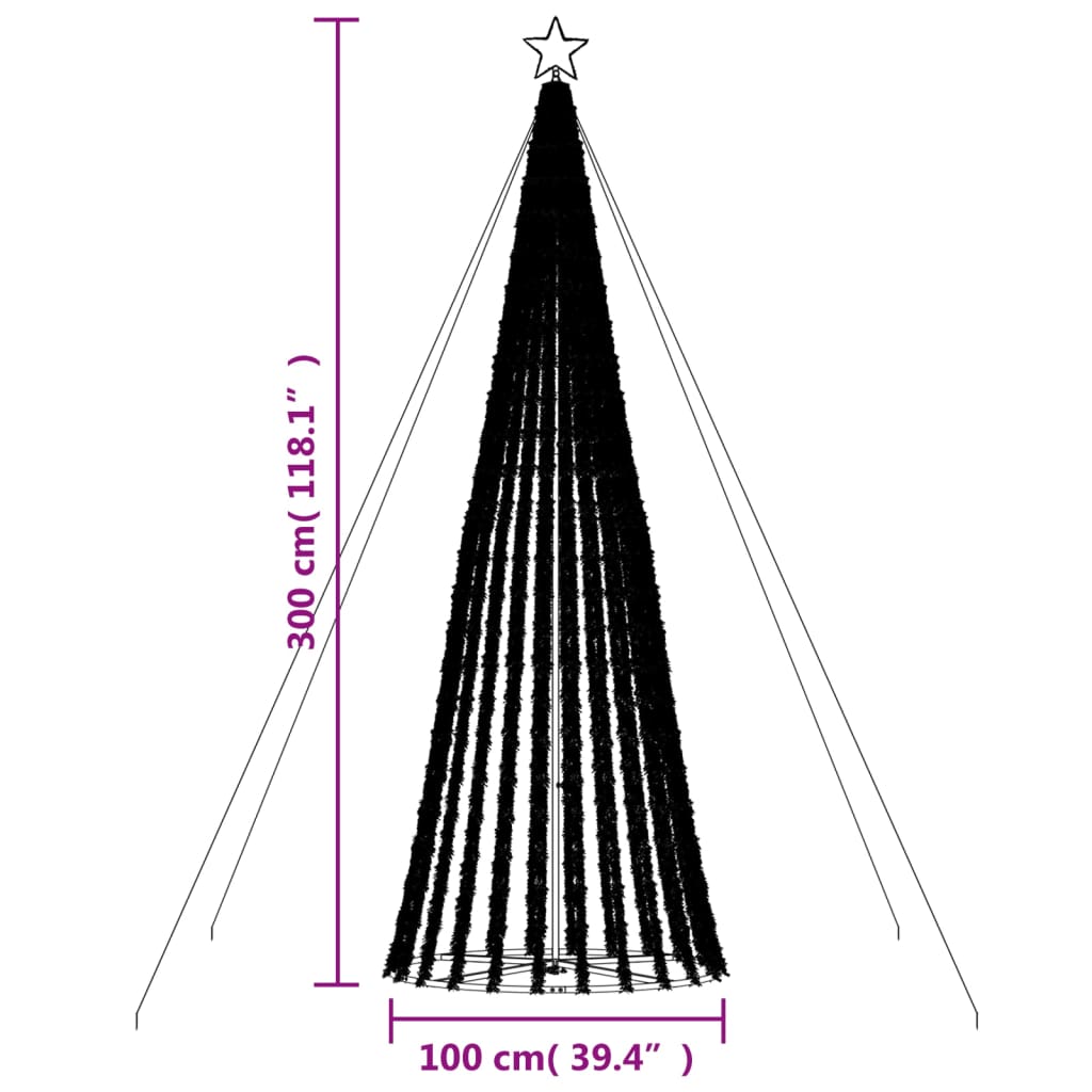 vidaXL Vianočný stromček svetelný kužeľ 688 LED farebný 300 cm