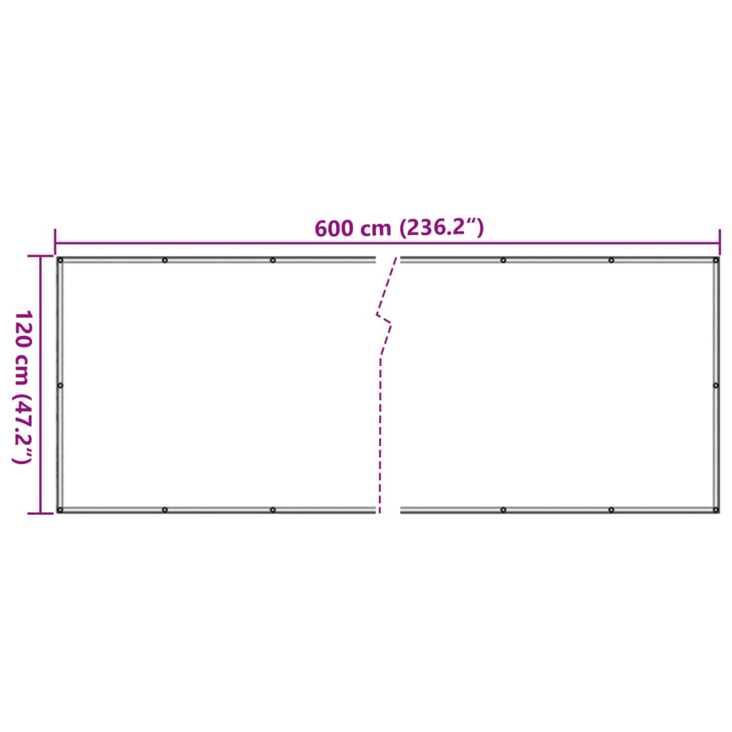 vidaXL Balkónová zástena, krémová 600x120 cm, PVC