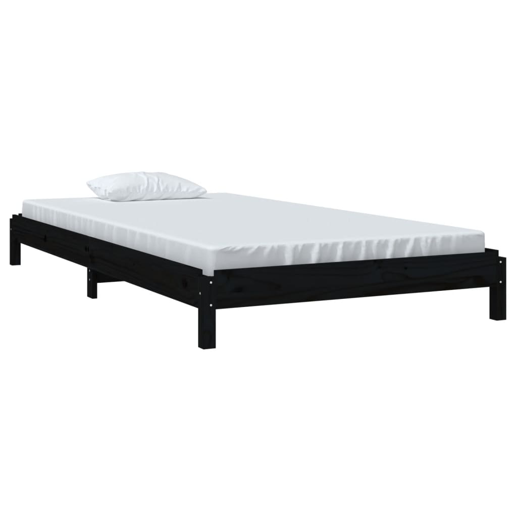 vidaXL Stohovateľná posteľ čierna 80x200 cm borovicový masív