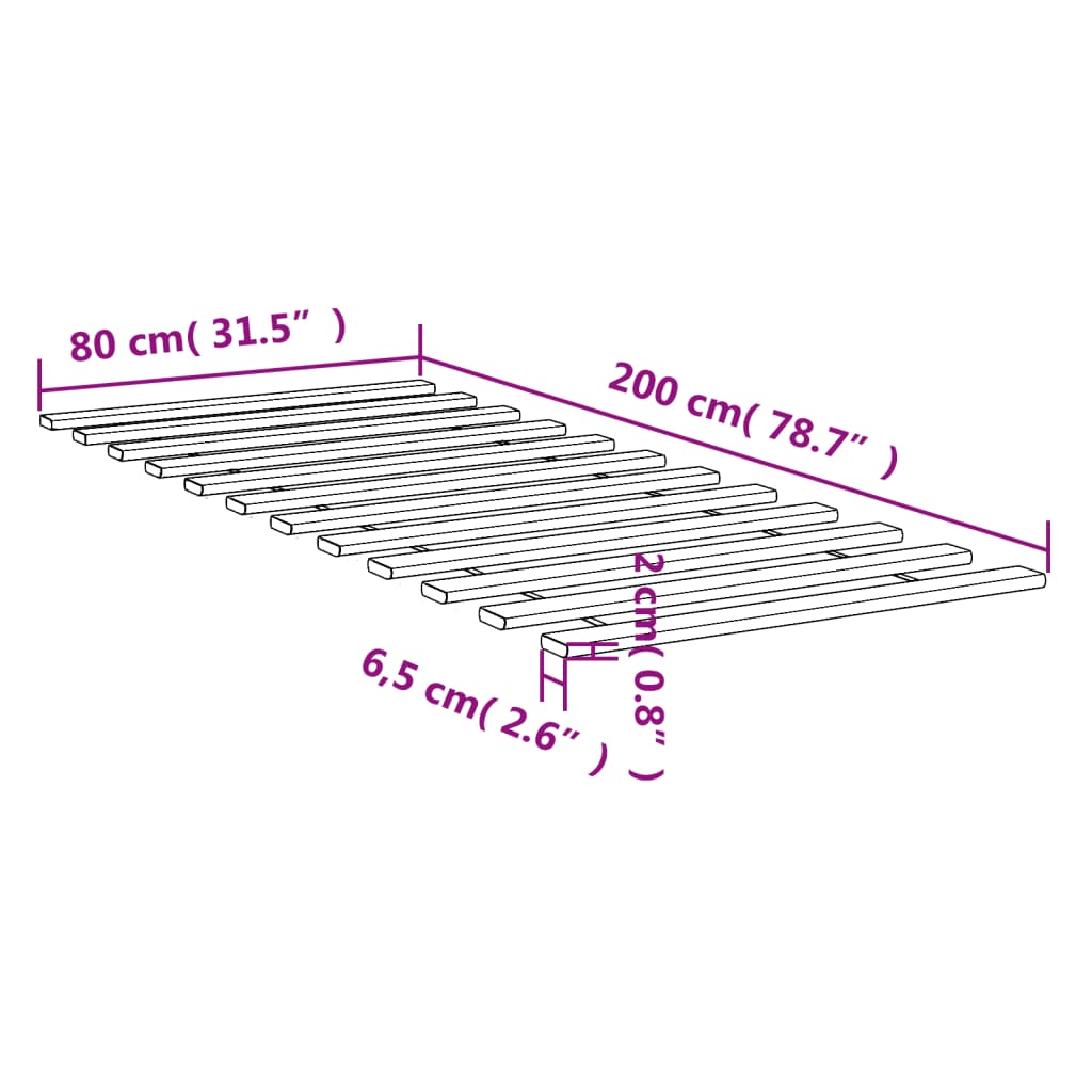 vidaXL Posteľný rošt 80x200 cm borovicový masív