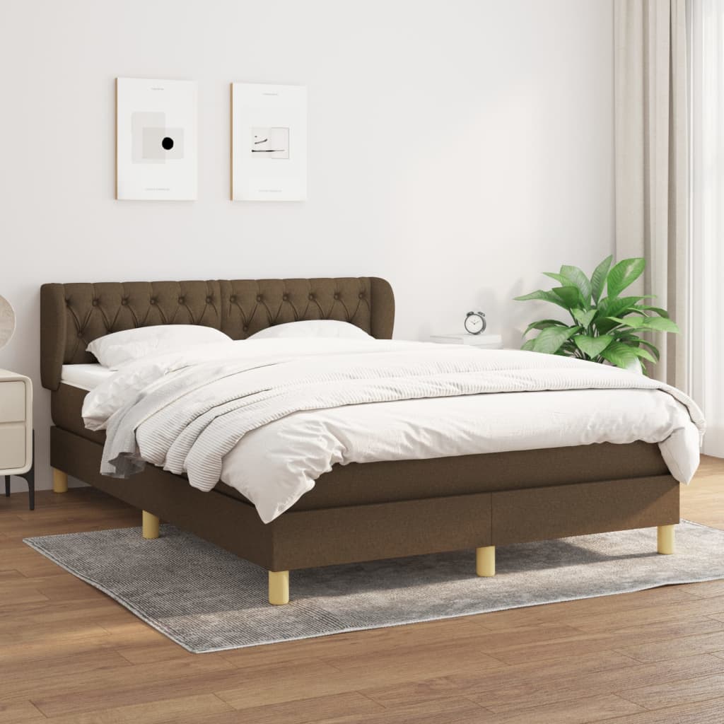 vidaXL Boxspring posteľ s matracom tmavohnedá 140x190 cm látka