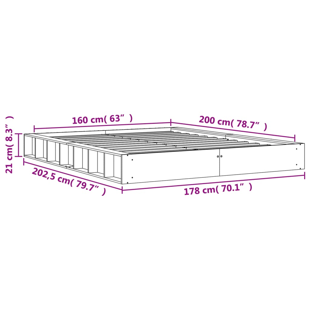 vidaXL Posteľ bez matraca voskovo hnedá 160x200 cm masívna borovica