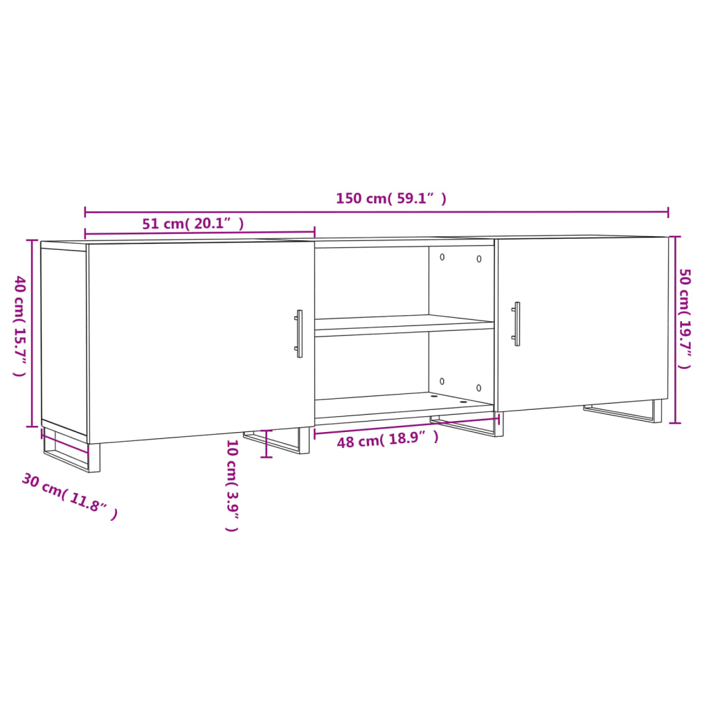 vidaXL TV skrinka biela 150x30x50 cm kompozitné drevo