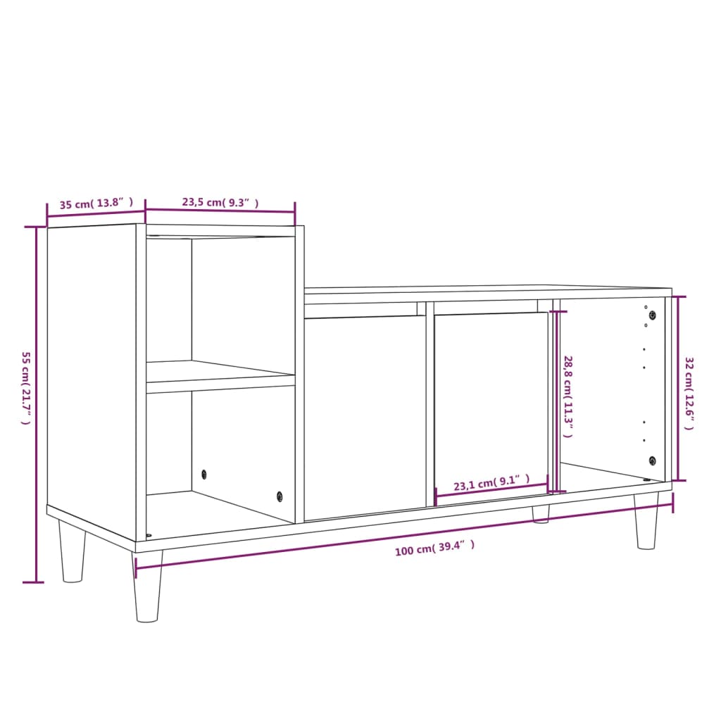 vidaXL TV skrinka biela 100x35x55 cm spracované drevo