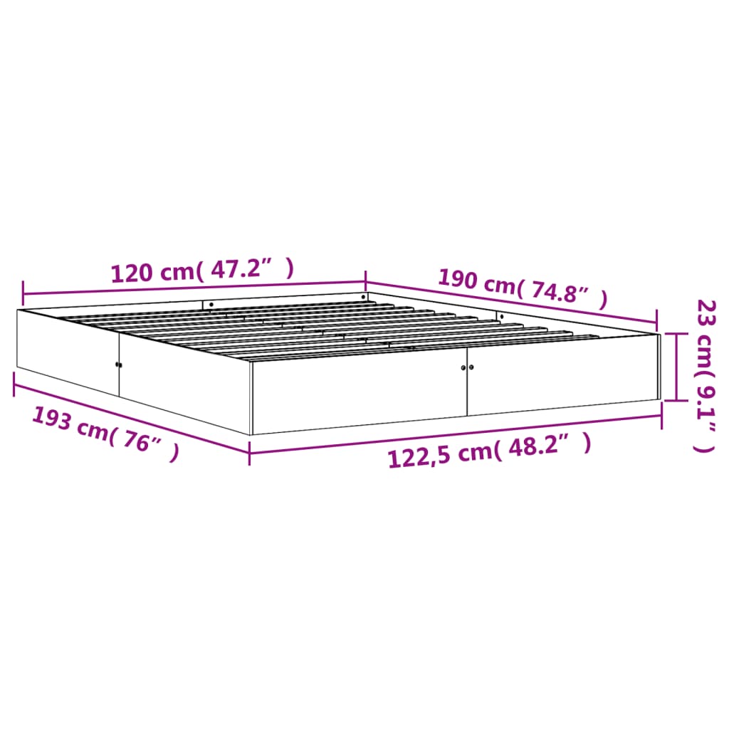 vidaXL Posteľ bez matraca voskovo hnedá 120x190 cm masívna borovica