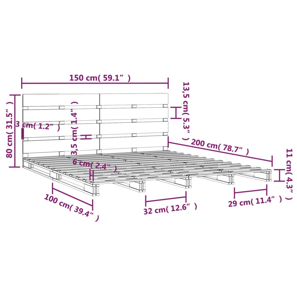 vidaXL Posteľný rám medovo-hnedý 150x200 cm 5FT King masívna borovica