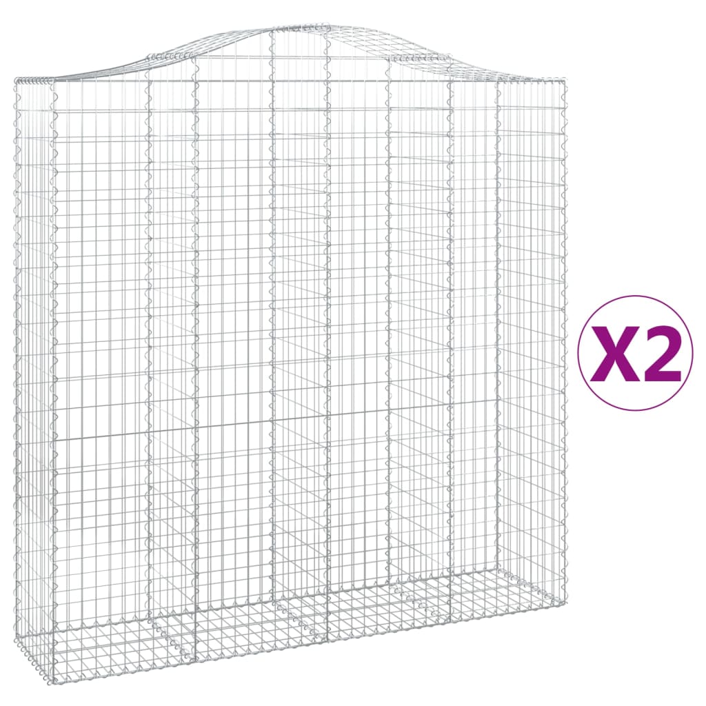 vidaXL Oblúkový gabionový kôš 2 ks 200x50x200/220cm pozinkované železo