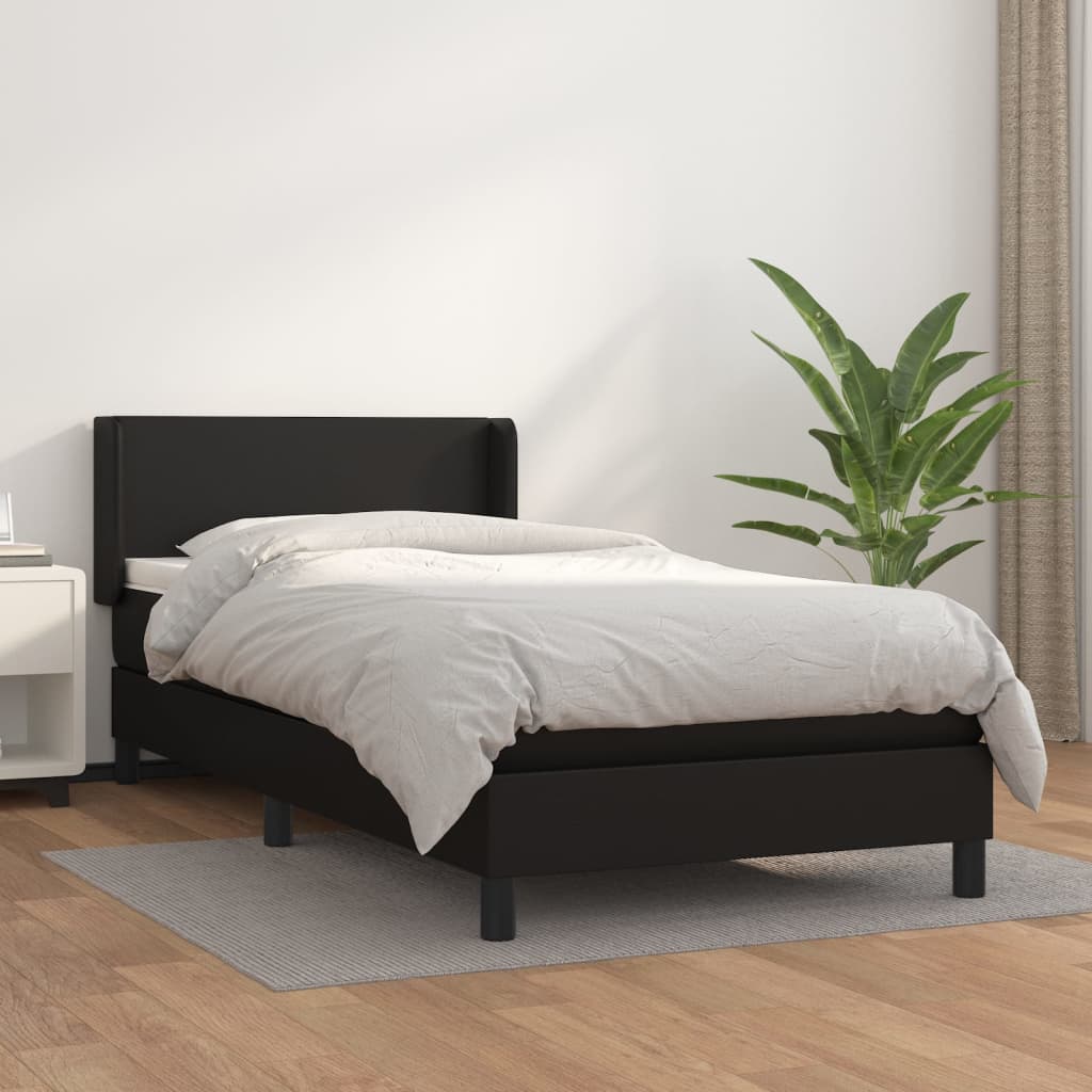 vidaXL Boxspring posteľ s matracom čierna 90x200 cm umelá koža