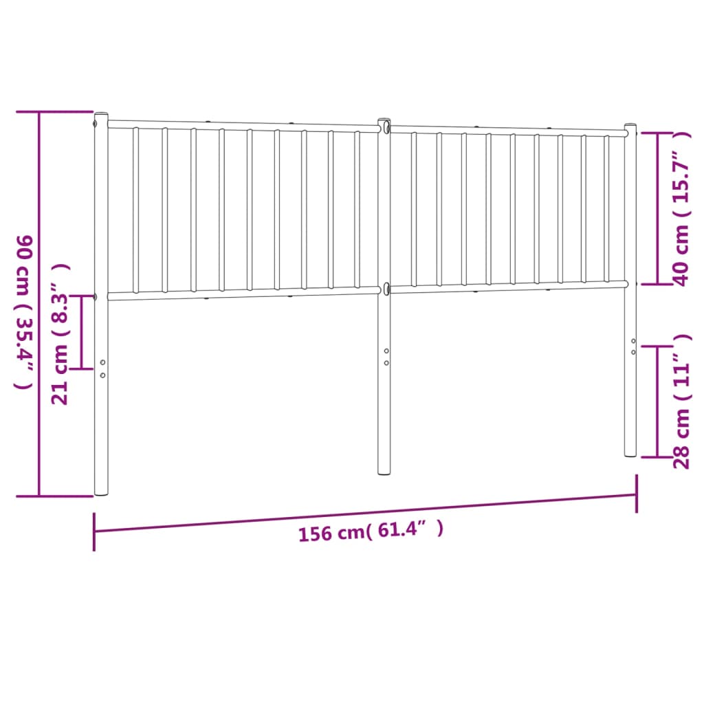 vidaXL Kovové čelo postele čierne 150 cm