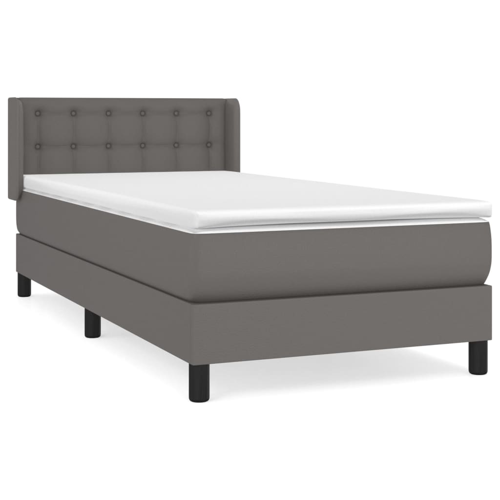 vidaXL Boxspring posteľ s matracom sivá 90x200 cm umelá koža