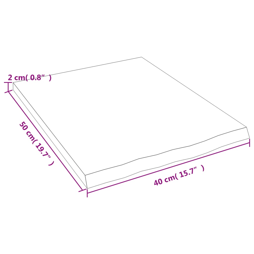 vidaXL Nástenná polica tmavohnedá 40x50x2 cm ošetrený dubový masív