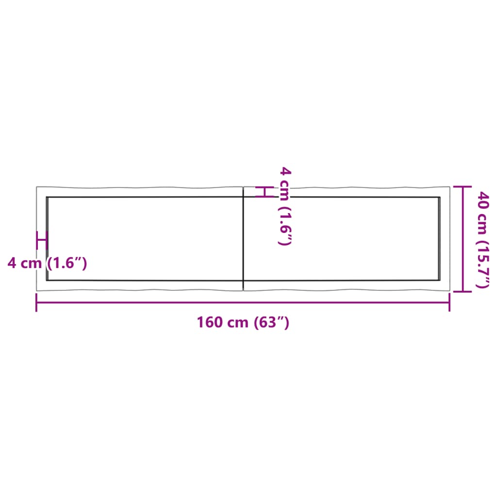 vidaXL Stolová doska 160x40x(2-4) cm neošetrený masív živé hrany