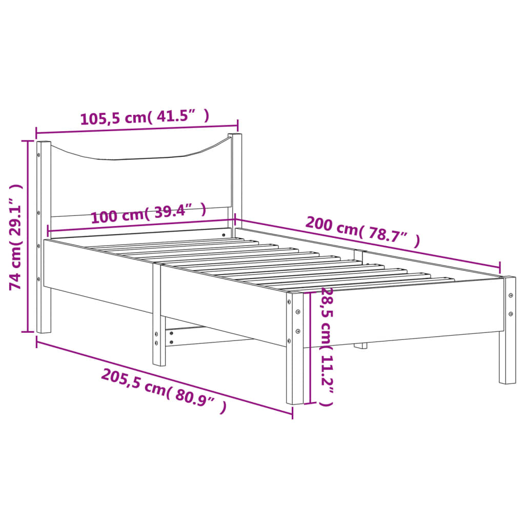 vidaXL Posteľ bez matraca 100x200 cm masívna borovica