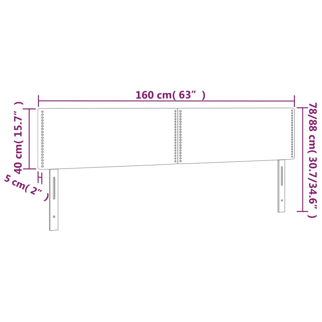 vidaXL Čelo postele s LED bledosivé 160x5x78/88 cm zamat