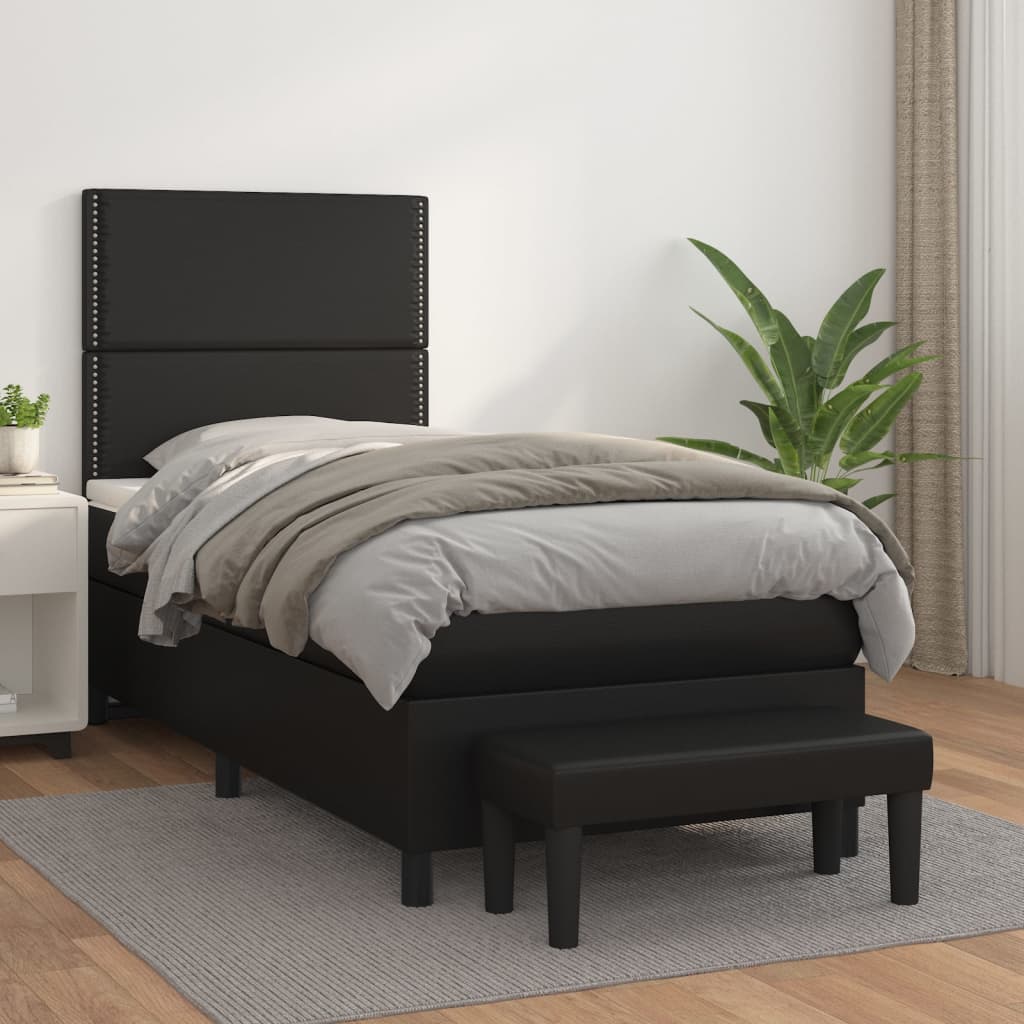 vidaXL Boxspring posteľ s matracom čierna 80x200 cm umelá koža