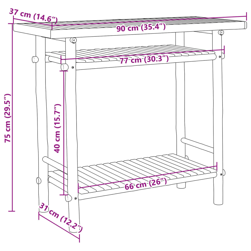 vidaXL Konzolový stolík 90x37x75 cm bambus