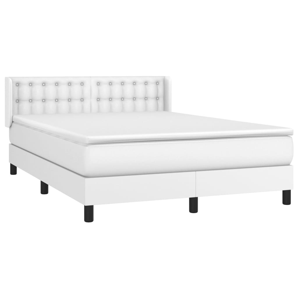 vidaXL Boxspring posteľ s matracom biela 140x200 cm umelá koža