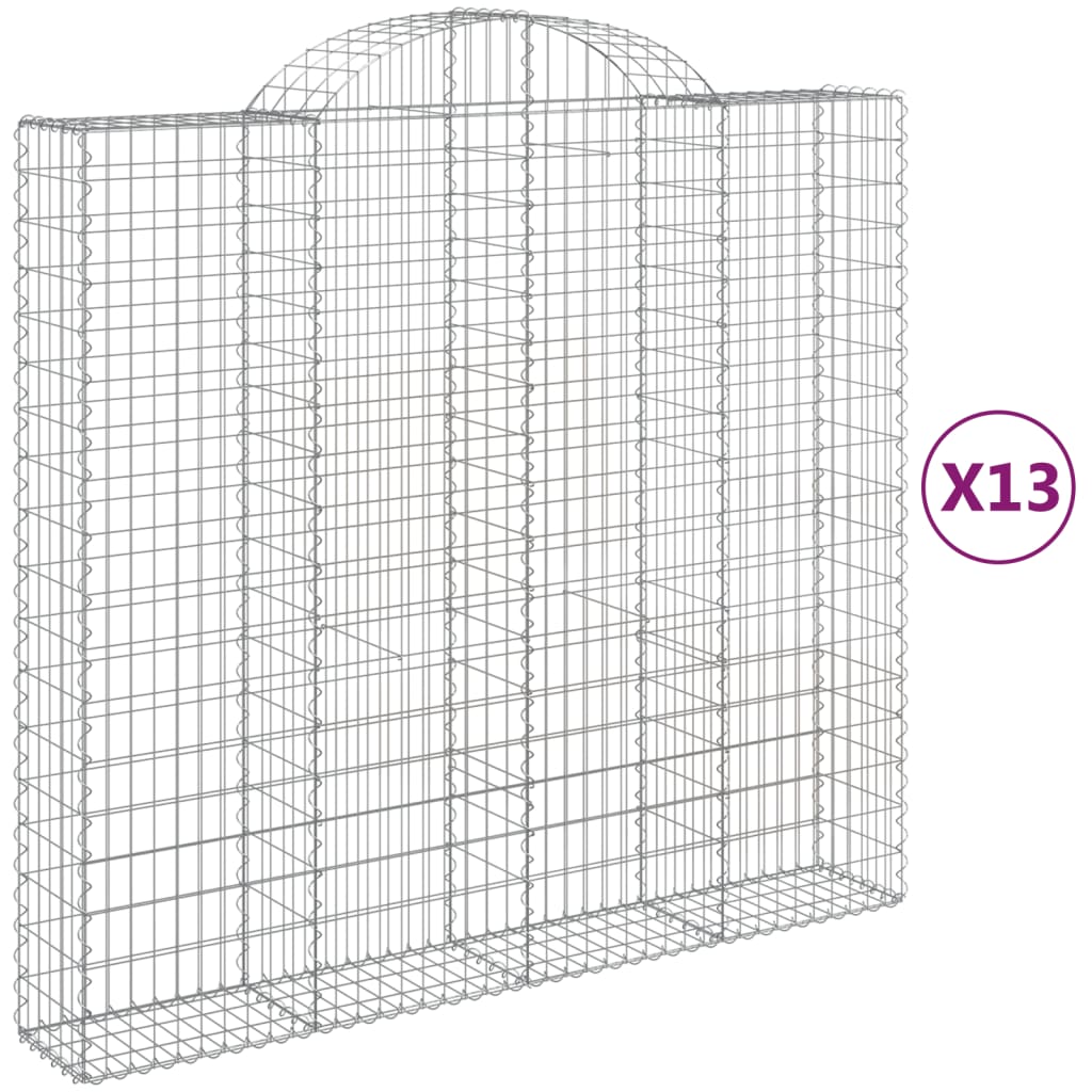 vidaXL Oblúkové gabiónové koše 13 ks 200x50x180/200 pozinkované železo