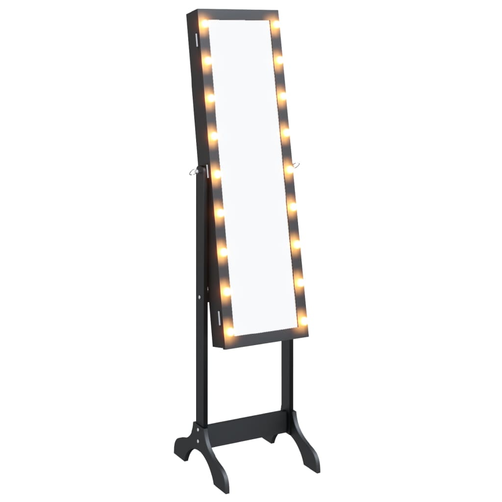 vidaXL Voľne stojace zrkadlo s LED, čierne 34x37x146 cm