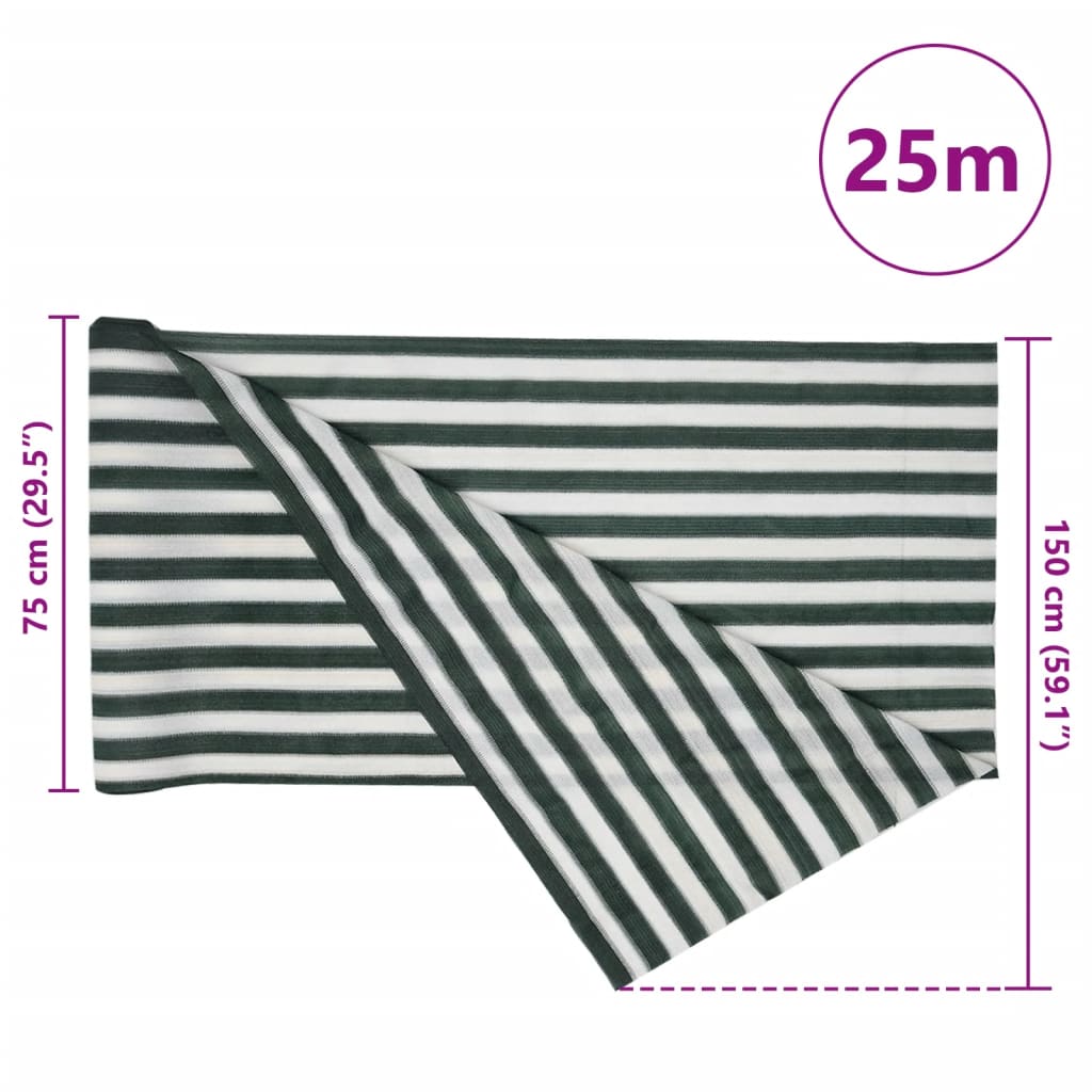 vidaXL Tieniaca sieť zeleno-biela 1,5x25 m HDPE 195 g/m²