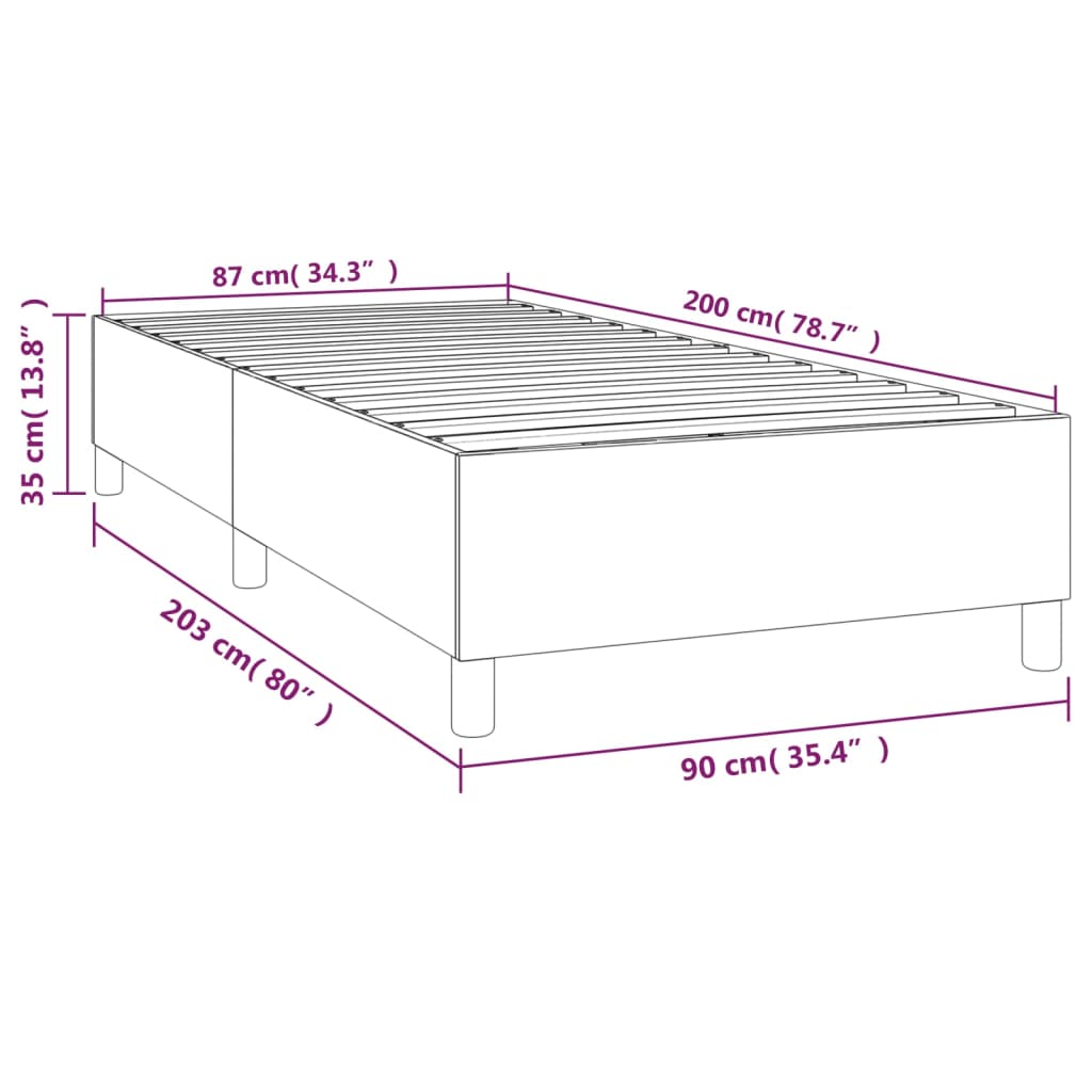 vidaXL Posteľný rám sivá 90x200 cm umelá koža