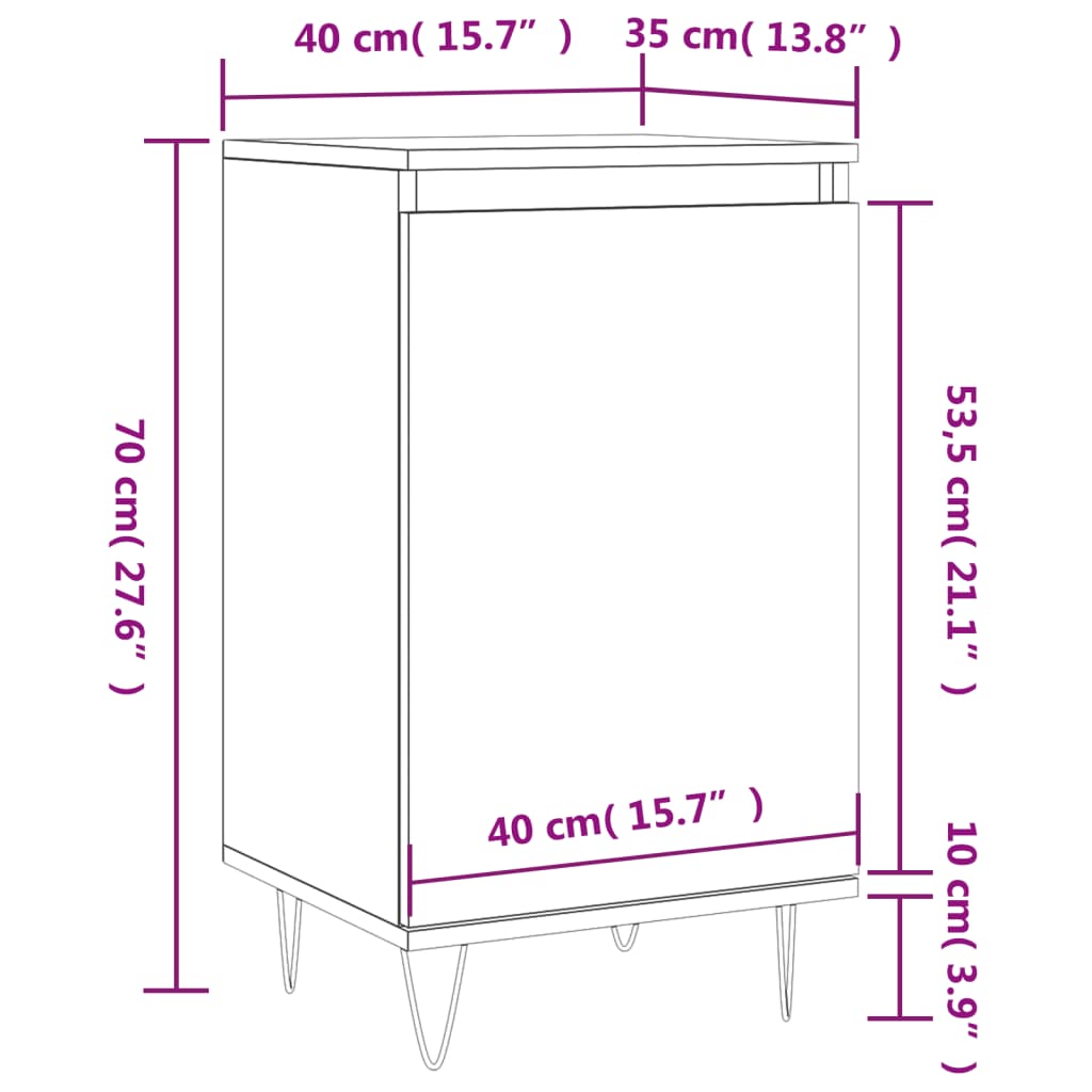 vidaXL Komoda hnedý dub 40x35x70 cm kompozitné drevo