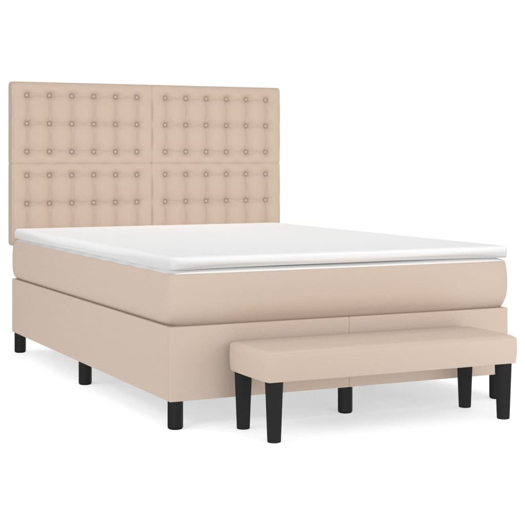 vidaXL Boxspring posteľ s matracom kapučínová 140x190 cm umelá koža